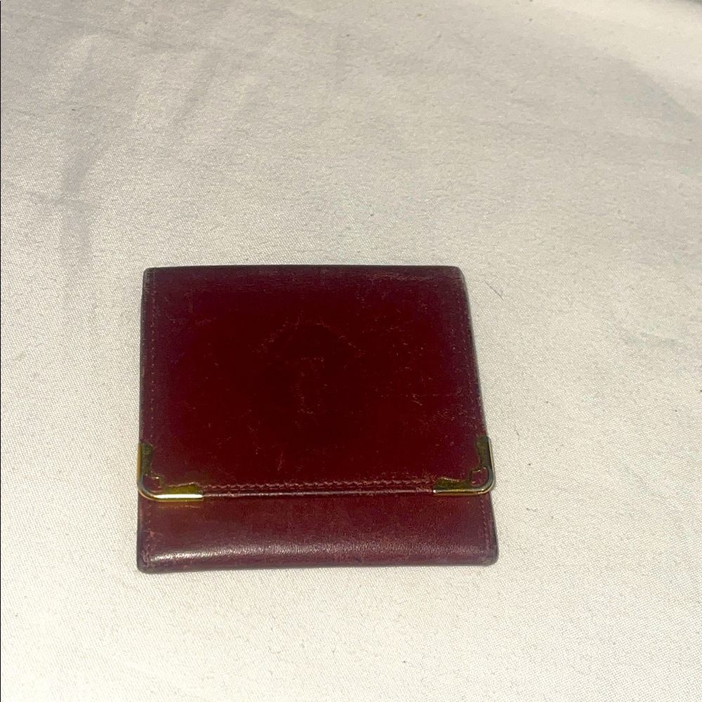Cartier Deep Red Leather Wallet with Gold Accents
